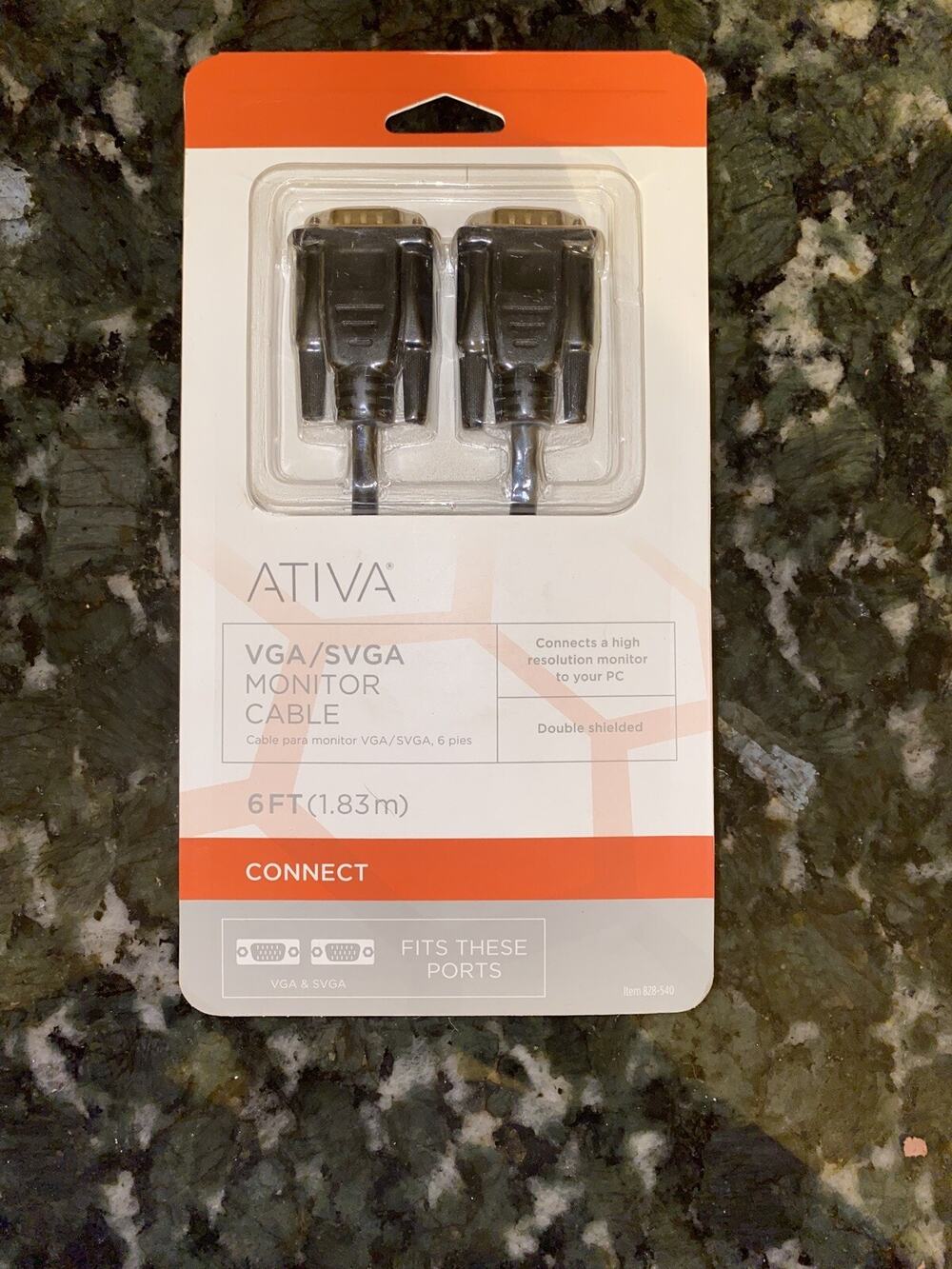 New Ativa VGA/SVGA Monitor Cable 6 Feet Black